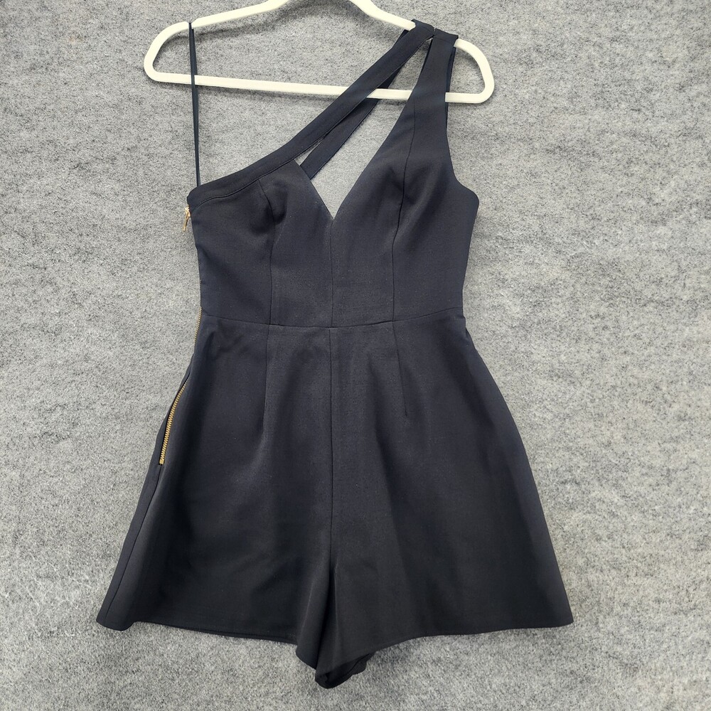 NBD x The Naven Twins Romper Womens Small One Shoulder Black Side Zip